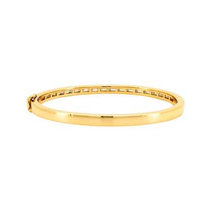 18K Gold-Plated Silver 2 1/2 CTW Moissanite Bangle: Baguette-Cut Cuff Bracelet