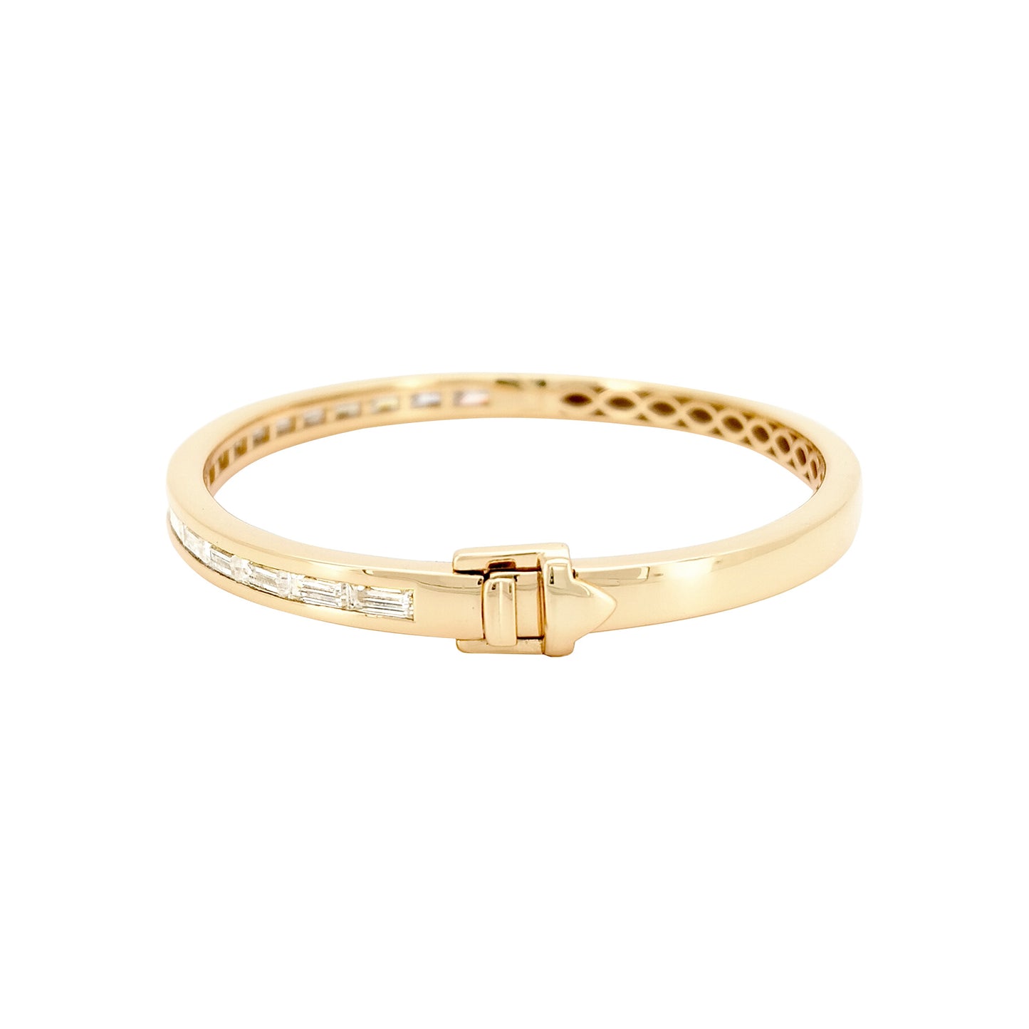 18K Gold-Plated Silver 2 1/2 CTW Moissanite Bangle: Baguette-Cut Cuff Bracelet