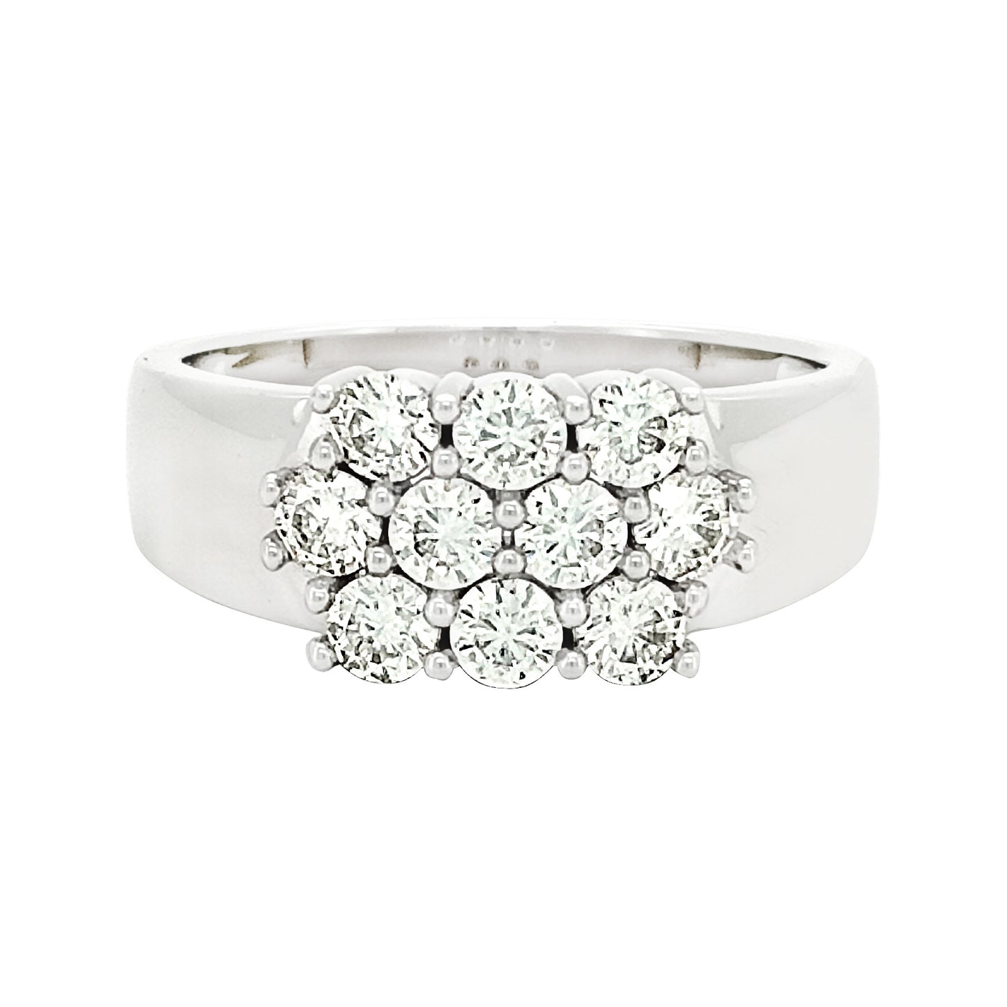 14K Gold Plated Silver Moissanite Unisex Cluster Ring 10 Round Moissanite for Brilliant Sparkle | Prong Setting |Personalised Gift