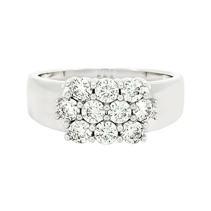 14K Gold Plated Silver Moissanite Unisex Cluster Ring 10 Round Moissanite for Brilliant Sparkle | Prong Setting |Personalised Gift