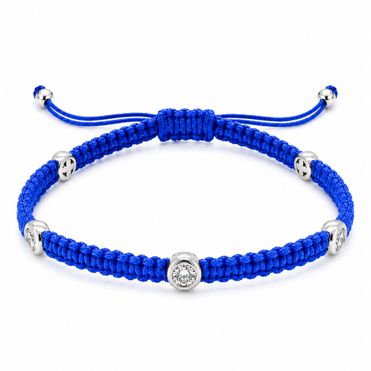 Round Lab Diamond 5 Station Macram Cord Bracelet