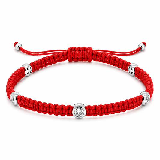 Round Lab Diamond 5 Station Macram Cord Bracelet