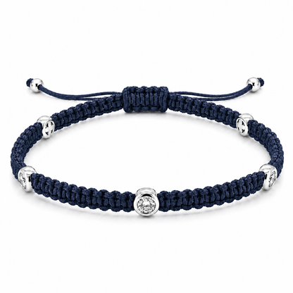 Lab Grown Diamond 0.15 CTW Bezel Set Sterling Silver Macrame Bracelet for Men | (GIS Certified)