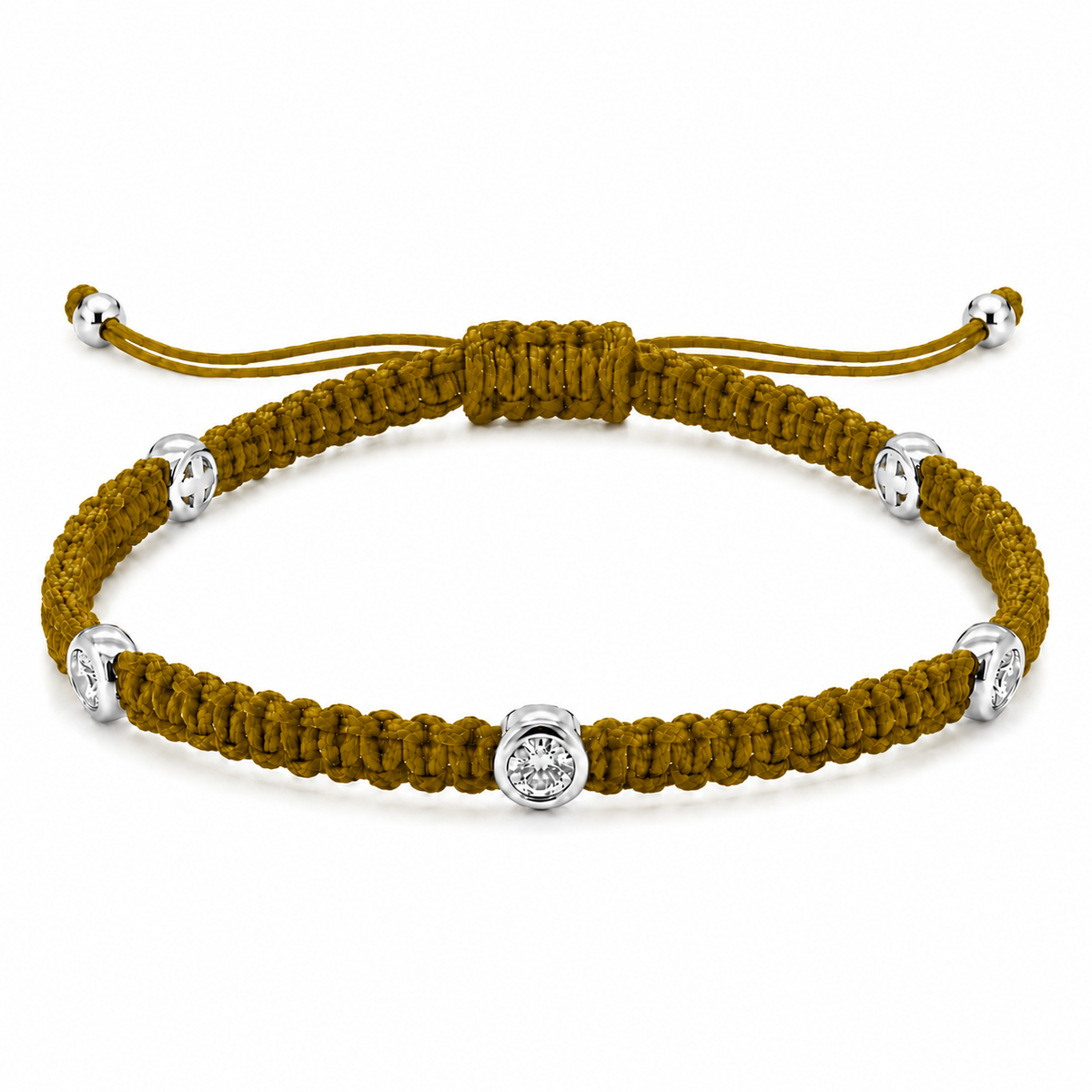 Lab Grown Diamond 0.15 CTW Bezel Set Sterling Silver Macrame Bracelet for Men | (GIS Certified)