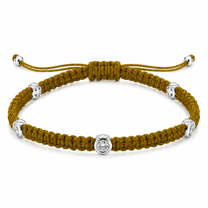 Lab Grown Diamond 0.15 CTW Bezel Set Sterling Silver Macrame Bracelet for Men | (GIS Certified)