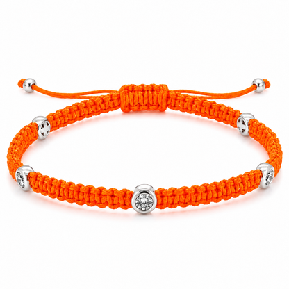 Lab Grown Diamond 0.15 CTW Bezel Set Sterling Silver Macrame Bracelet for Men | (GIS Certified)
