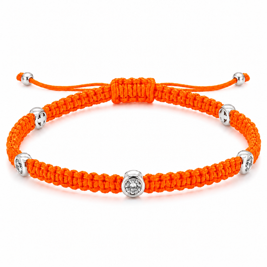 Round Lab Diamond 5 Station Macram Cord Bracelet - Large Model