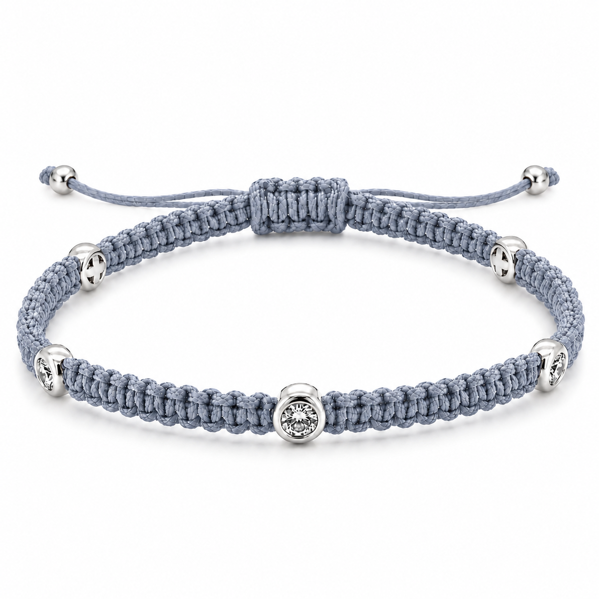 Lab Grown Diamond 0.15 CTW Bezel Set Sterling Silver Macrame Bracelet for Men | (GIS Certified)
