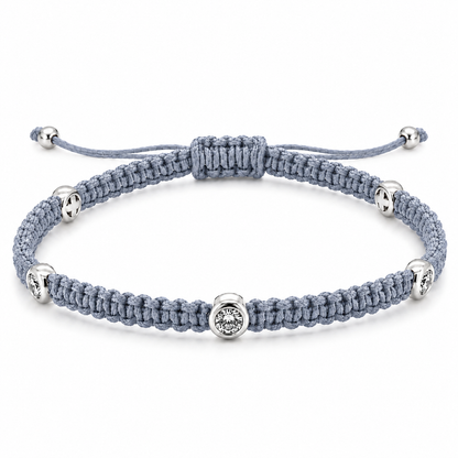 Lab Grown Diamond 0.15 CTW Bezel Set Sterling Silver Macrame Bracelet for Men | (GIS Certified)