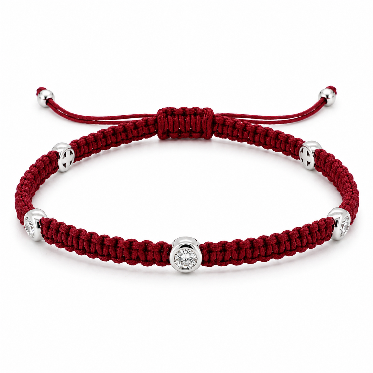 Lab Grown Diamond 0.15 CTW Bezel Set Sterling Silver Macrame Bracelet for Men | (GIS Certified)
