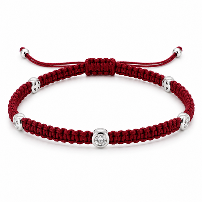 Lab Grown Diamond 0.15 CTW Bezel Set Sterling Silver Macrame Bracelet for Men | (GIS Certified)