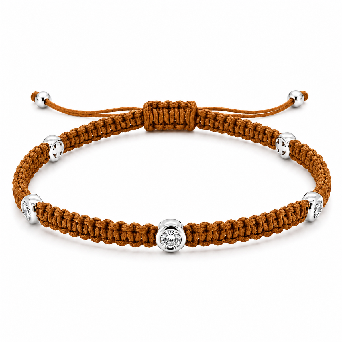 Lab Grown Diamond 0.15 CTW Bezel Set Sterling Silver Macrame Bracelet for Men | (GIS Certified)