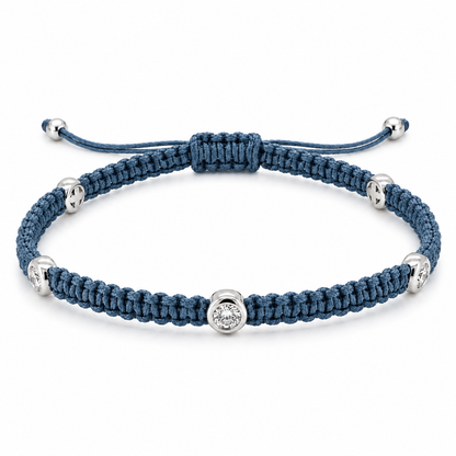 Lab Grown Diamond 0.15 CTW Bezel Set Sterling Silver Macrame Bracelet for Men | (GIS Certified)
