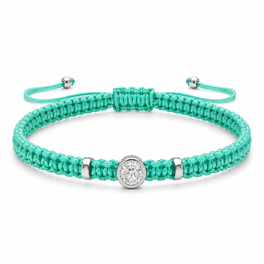 Round Lab Grown Diamond Macram Cord Bracelet