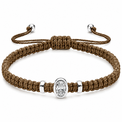 Oval Lab Grown Diamond Cord Bracelet | S925 Sterling Silver | GIS Certified Jewelry