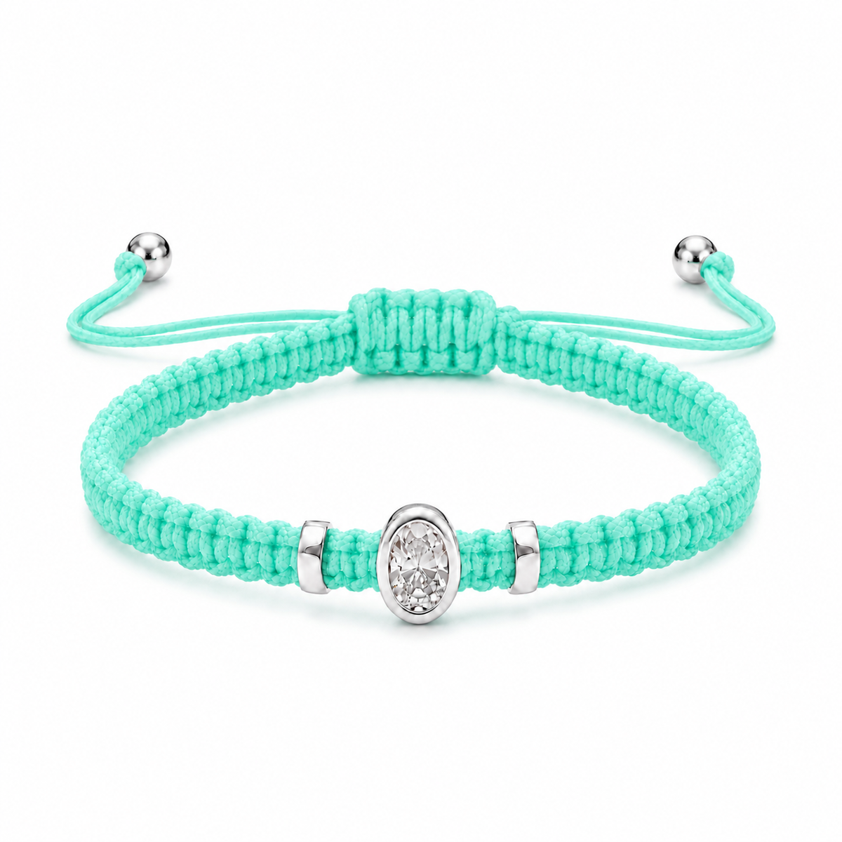 Oval Lab Grown Diamond Cord Bracelet | S925 Sterling Silver | GIS Certified Jewelry