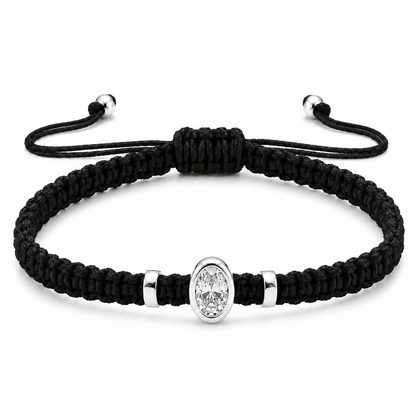 Oval Lab Grown Diamond Cord Bracelet | S925 Sterling Silver | GIS Certified Jewelry