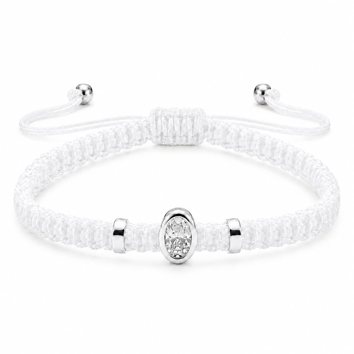 Oval Lab Grown Diamond Cord Bracelet | S925 Sterling Silver | GIS Certified Jewelry
