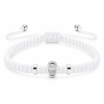 Oval Lab Grown Diamond Cord Bracelet | S925 Sterling Silver | GIS Certified Jewelry