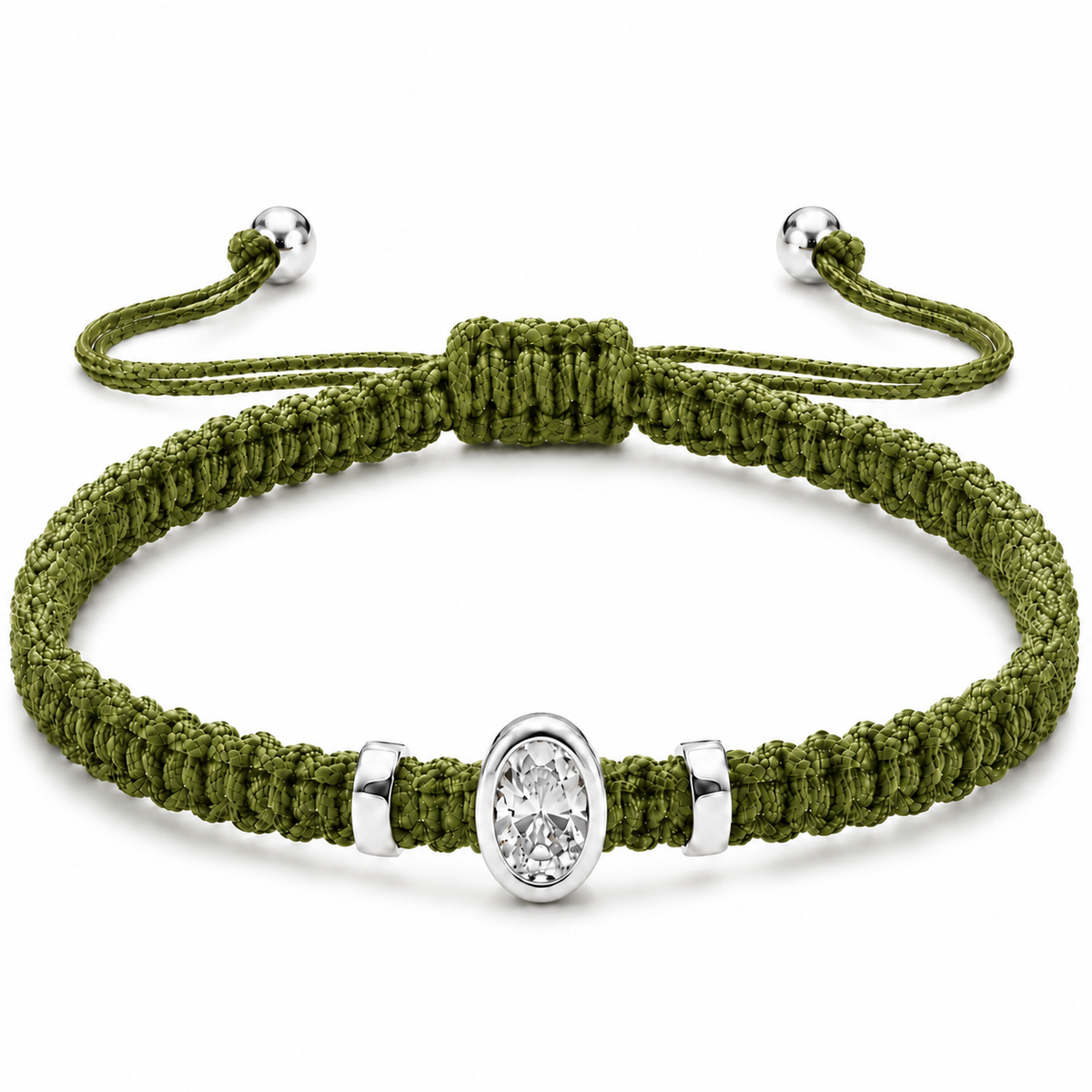 Oval Lab Grown Diamond Cord Bracelet | S925 Sterling Silver | GIS Certified Jewelry