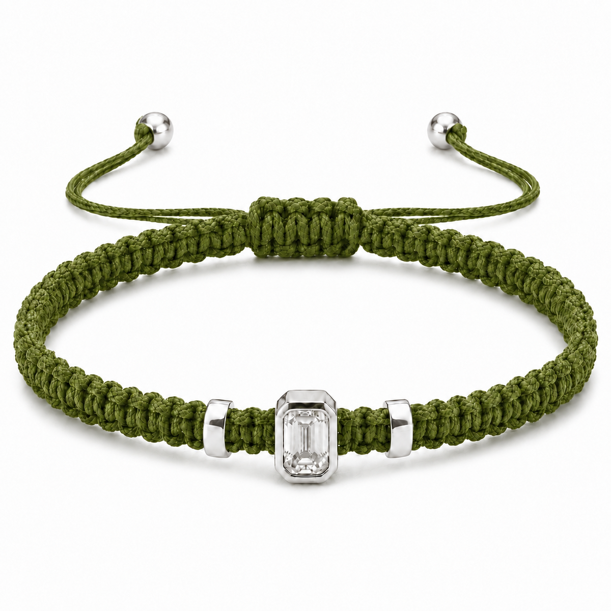Emerald Lab Grown Diamond Cord Bracelet | S925 Sterling Silver Minimalist Jewelry with GIS Certificate