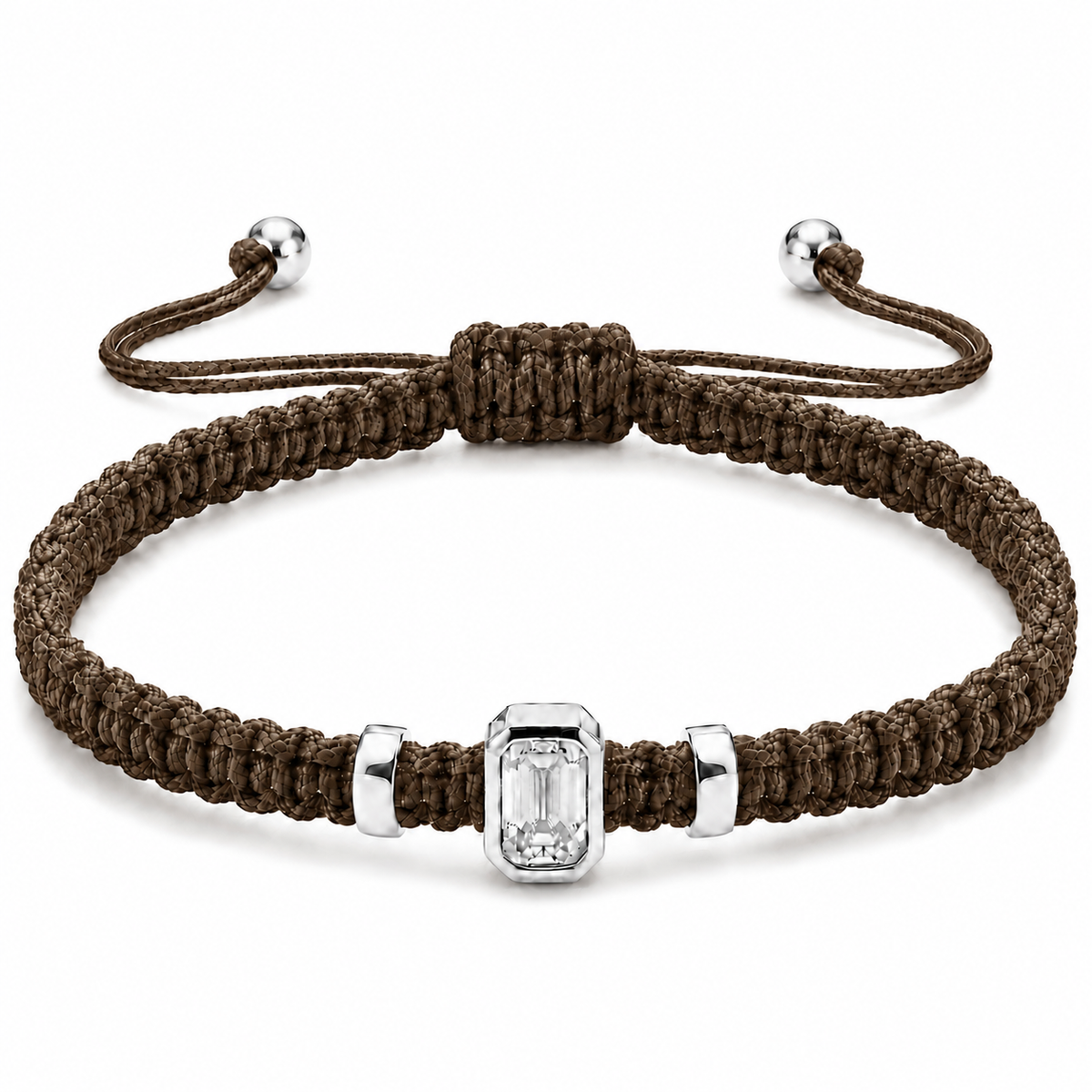 Emerald Lab Grown Diamond Cord Bracelet | S925 Sterling Silver Minimalist Jewelry with GIS Certificate