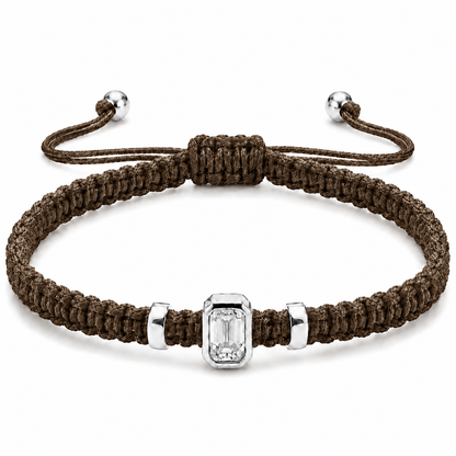 Emerald Lab Grown Diamond Cord Bracelet | S925 Sterling Silver Minimalist Jewelry with GIS Certificate