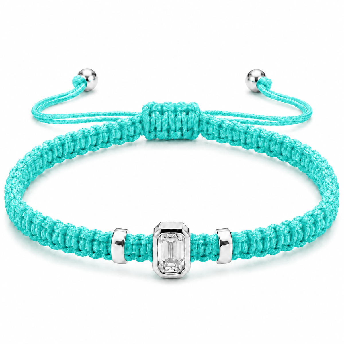 Emerald Lab Grown Diamond Cord Bracelet | S925 Sterling Silver Minimalist Jewelry with GIS Certificate