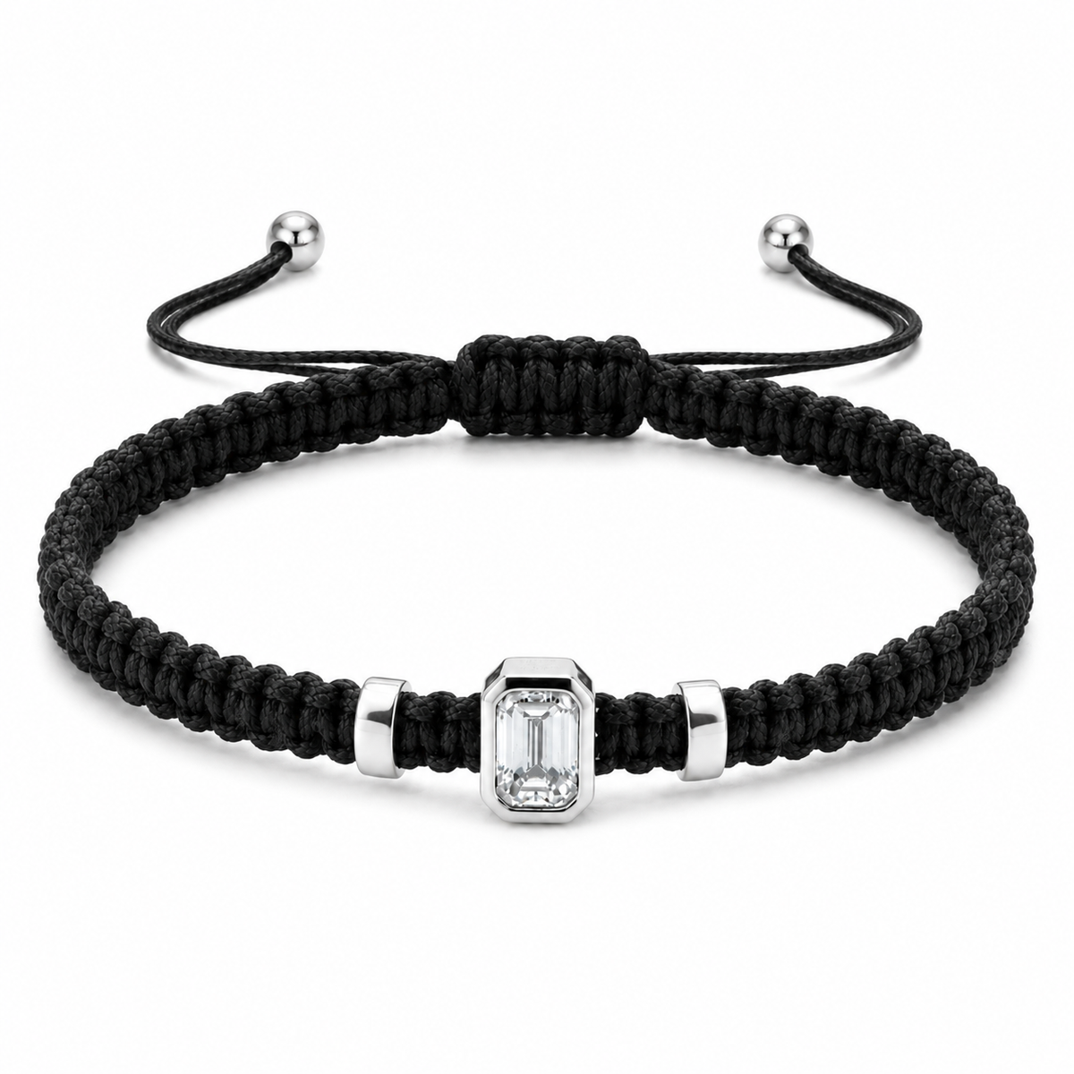 Emerald Lab Grown Diamond Cord Bracelet | S925 Sterling Silver Minimalist Jewelry with GIS Certificate