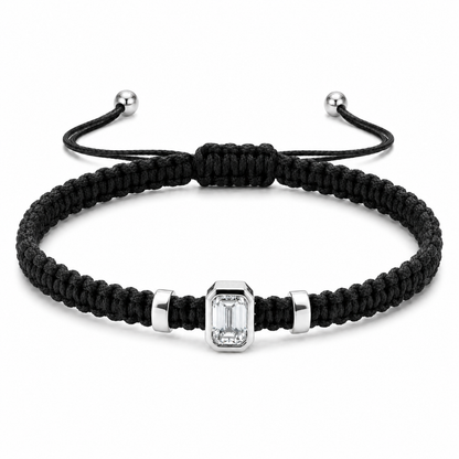 Emerald Lab Grown Diamond Cord Bracelet | S925 Sterling Silver Minimalist Jewelry with GIS Certificate
