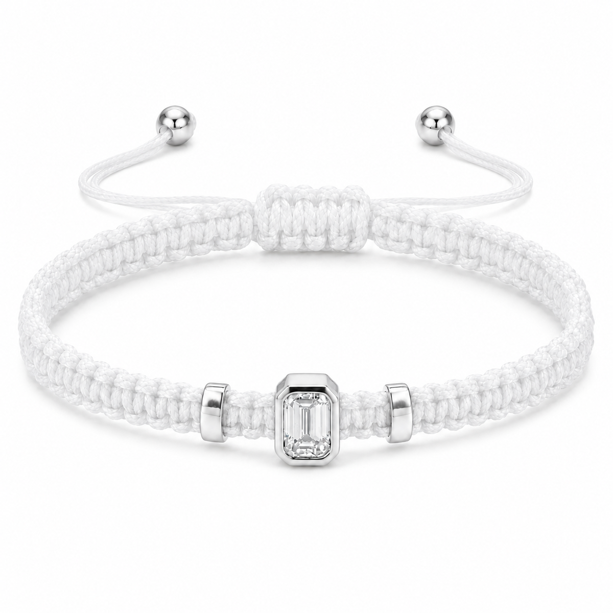 Emerald Lab Grown Diamond Cord Bracelet | S925 Sterling Silver Minimalist Jewelry with GIS Certificate