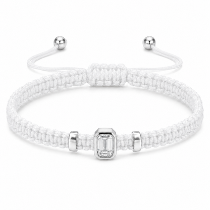 Emerald Lab Grown Diamond Cord Bracelet | S925 Sterling Silver Minimalist Jewelry with GIS Certificate