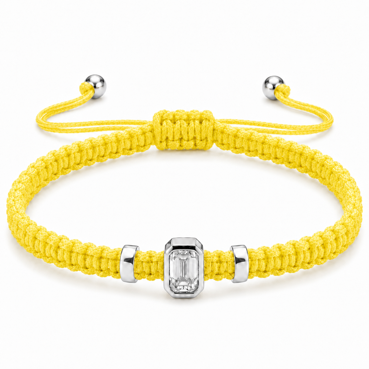 Emerald Lab Grown Diamond Cord Bracelet | S925 Sterling Silver Minimalist Jewelry with GIS Certificate