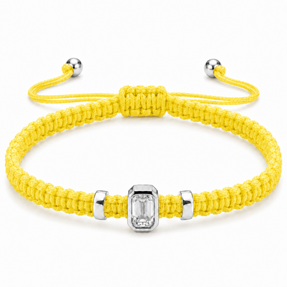 Emerald Lab Grown Diamond Cord Bracelet | S925 Sterling Silver Minimalist Jewelry with GIS Certificate