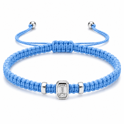 Emerald Lab Grown Diamond Cord Bracelet | S925 Sterling Silver Minimalist Jewelry with GIS Certificate