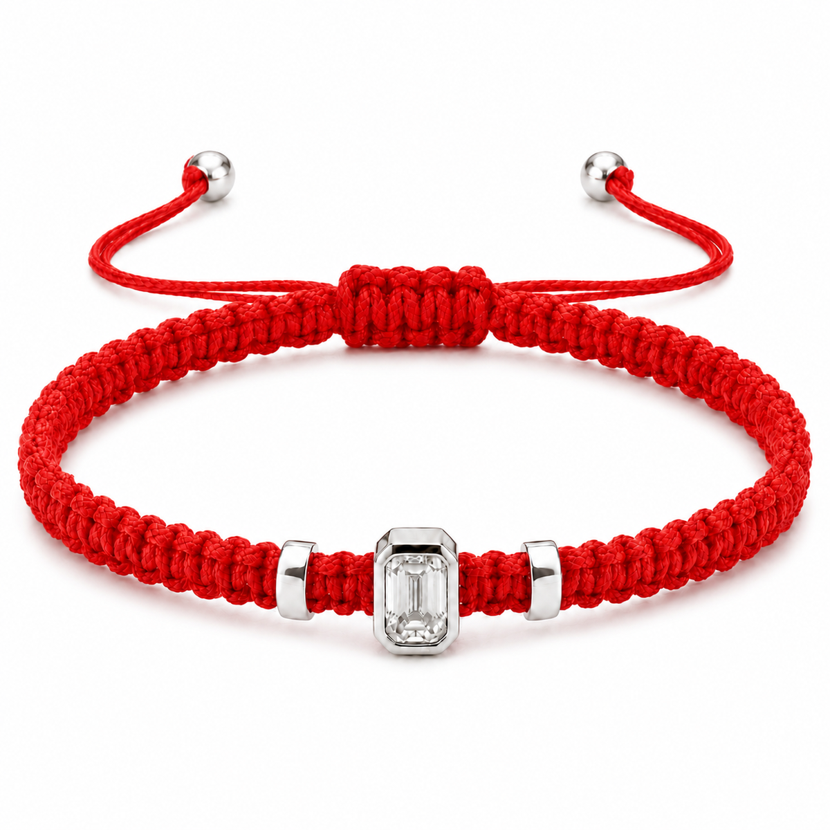 Emerald Lab Grown Diamond Cord Bracelet | S925 Sterling Silver Minimalist Jewelry with GIS Certificate