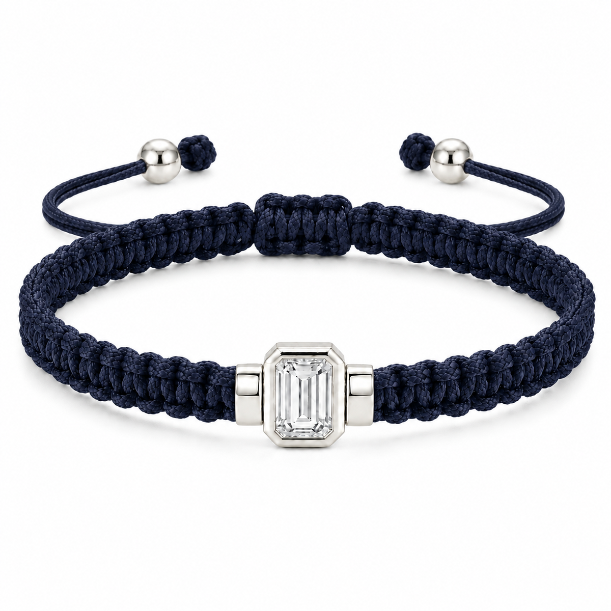 Emerald Lab Grown Diamond Unisex Cord Bracelet (0.50CT, 0.70CT) | S925 Sterling Silver Minimalist Jewelry