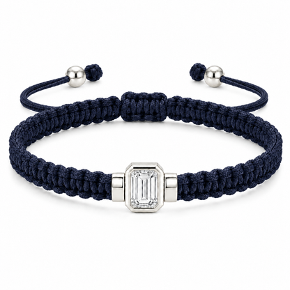 Emerald Lab Grown Diamond Unisex Cord Bracelet (0.50CT, 0.70CT) | S925 Sterling Silver Minimalist Jewelry