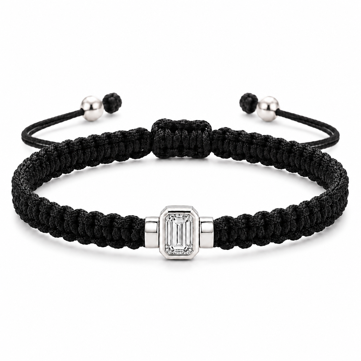 Emerald Lab Grown Diamond Unisex Cord Bracelet (0.50CT, 0.70CT) | S925 Sterling Silver Minimalist Jewelry