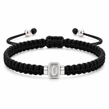 Emerald Lab Grown Diamond Unisex Cord Bracelet (0.50CT, 0.70CT) | S925 Sterling Silver Minimalist Jewelry