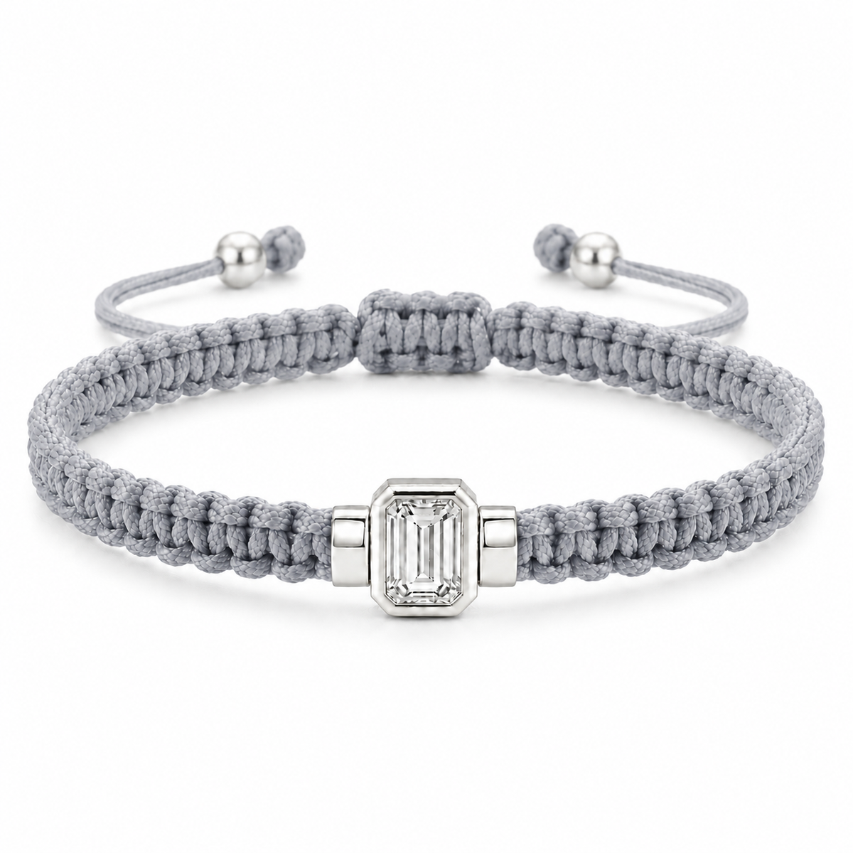 Emerald Lab Grown Diamond Unisex Cord Bracelet (0.50CT, 0.70CT) | S925 Sterling Silver Minimalist Jewelry