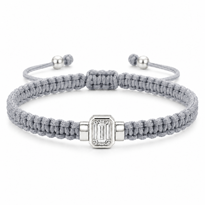 Emerald Lab Grown Diamond Unisex Cord Bracelet (0.50CT, 0.70CT) | S925 Sterling Silver Minimalist Jewelry