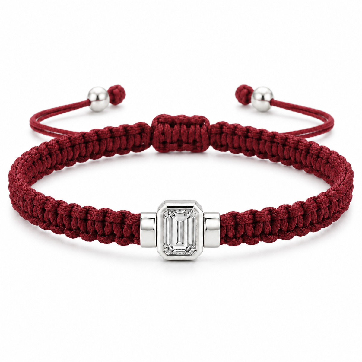 Emerald Lab Grown Diamond Unisex Cord Bracelet (0.50CT, 0.70CT) | S925 Sterling Silver Minimalist Jewelry