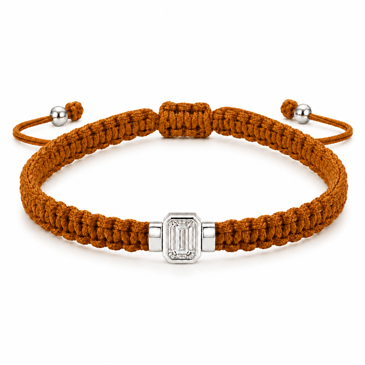 Emerald Lab Grown Diamond Unisex Cord Bracelet (0.50CT, 0.70CT) | S925 Sterling Silver Minimalist Jewelry
