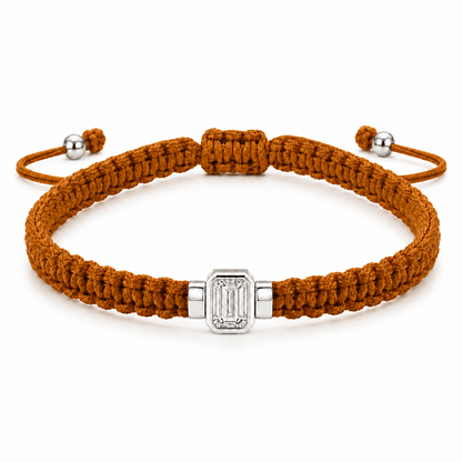 Emerald Lab Grown Diamond Unisex Cord Bracelet (0.50CT, 0.70CT) | S925 Sterling Silver Minimalist Jewelry
