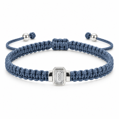 Emerald Lab Grown Diamond Unisex Cord Bracelet (0.50CT, 0.70CT) | S925 Sterling Silver Minimalist Jewelry