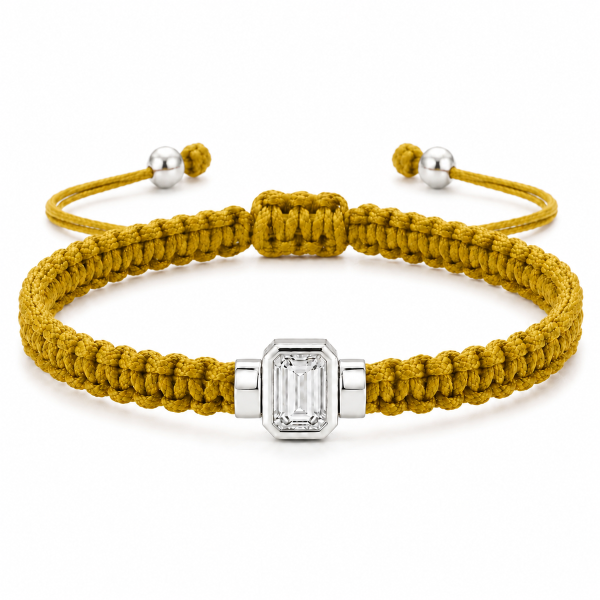 Emerald Lab Grown Diamond Unisex Cord Bracelet (0.50CT, 0.70CT) | S925 Sterling Silver Minimalist Jewelry