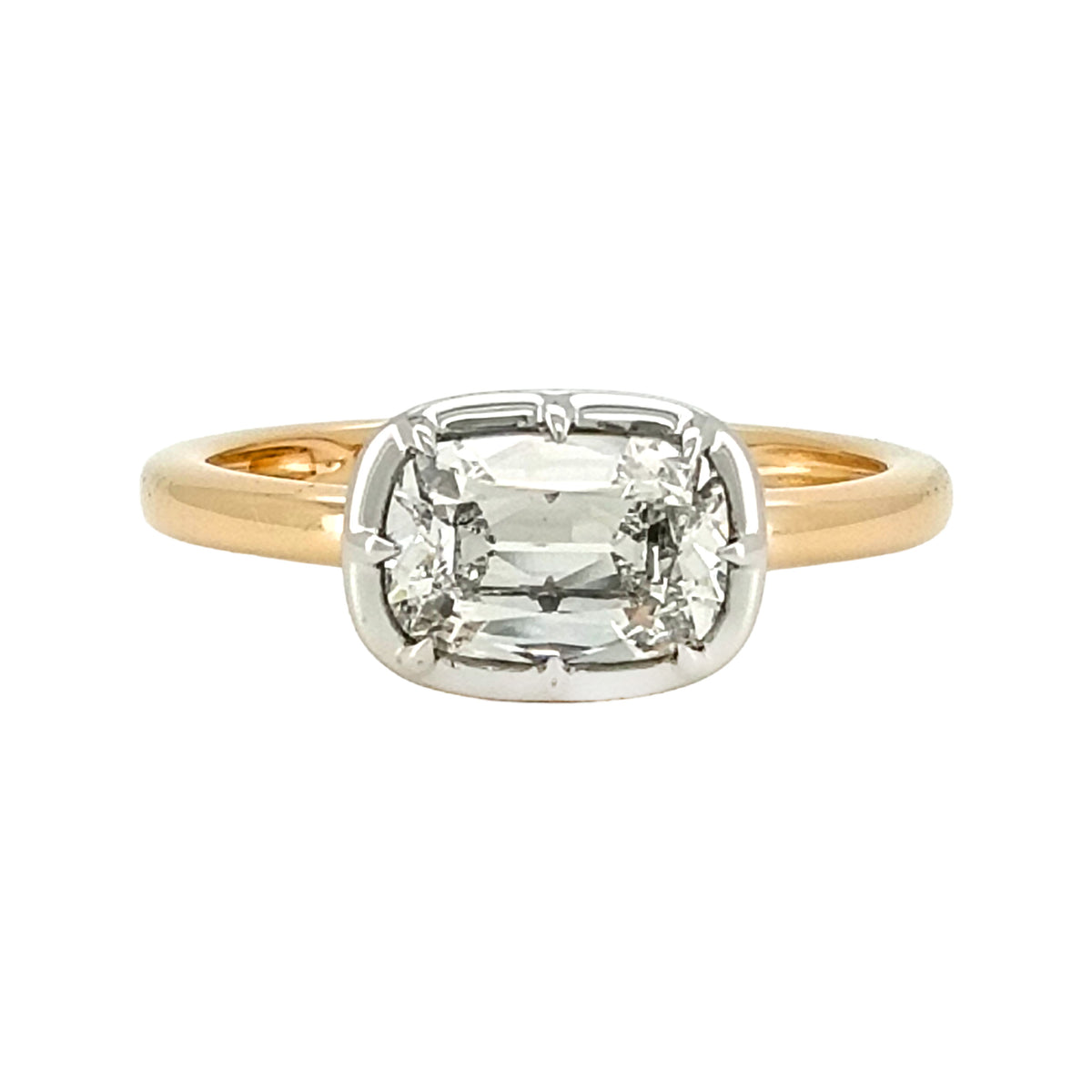 Cushion Cut Lab Grown Diamond Ring, 14K Yellow Gold Prong Set Solitaire