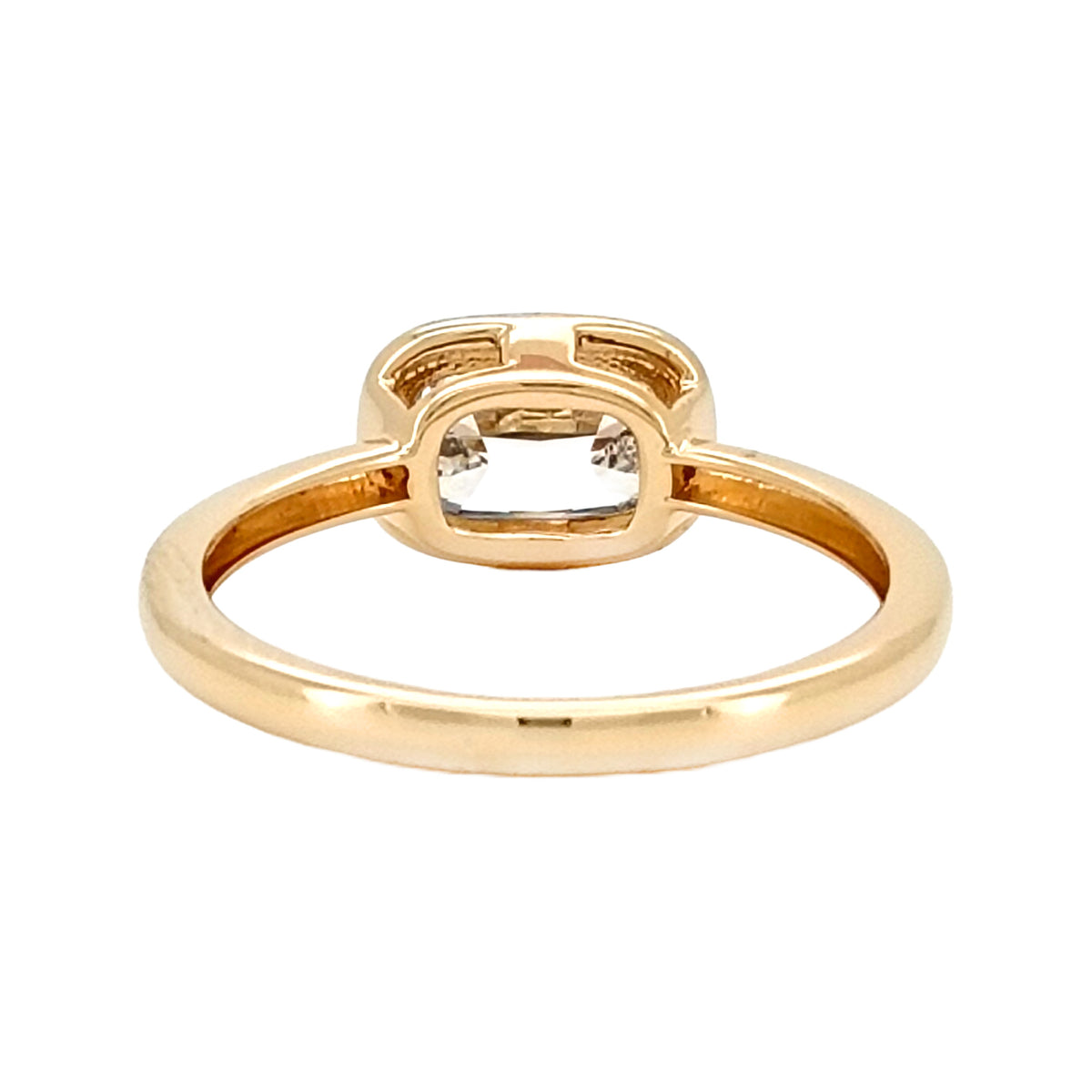 Cushion Cut Lab Grown Diamond Ring, 14K Yellow Gold Prong Set Solitaire