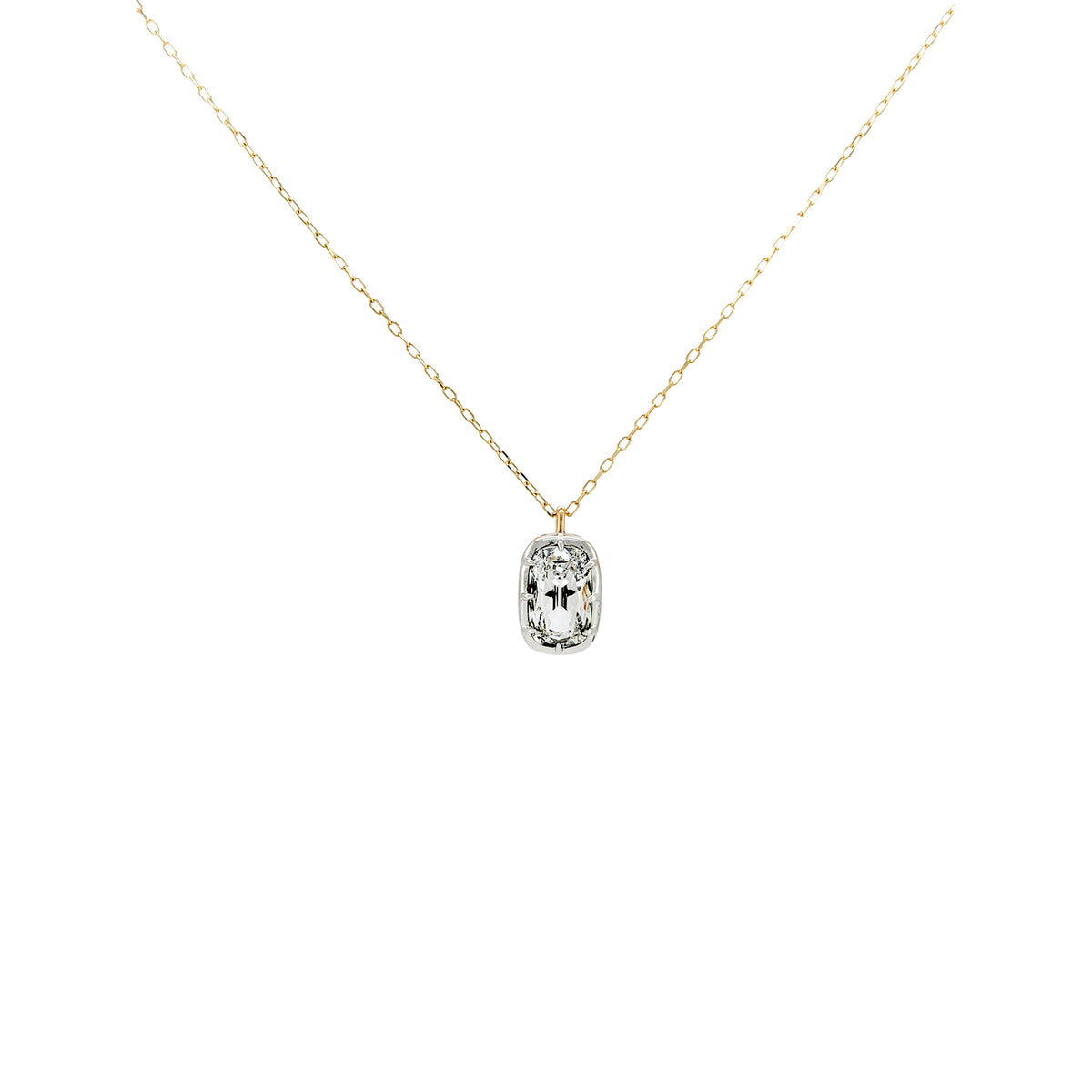 14K Gold Lab Grown Diamond Pendant Necklace, 2 CTW Cushion Cut Solitaire